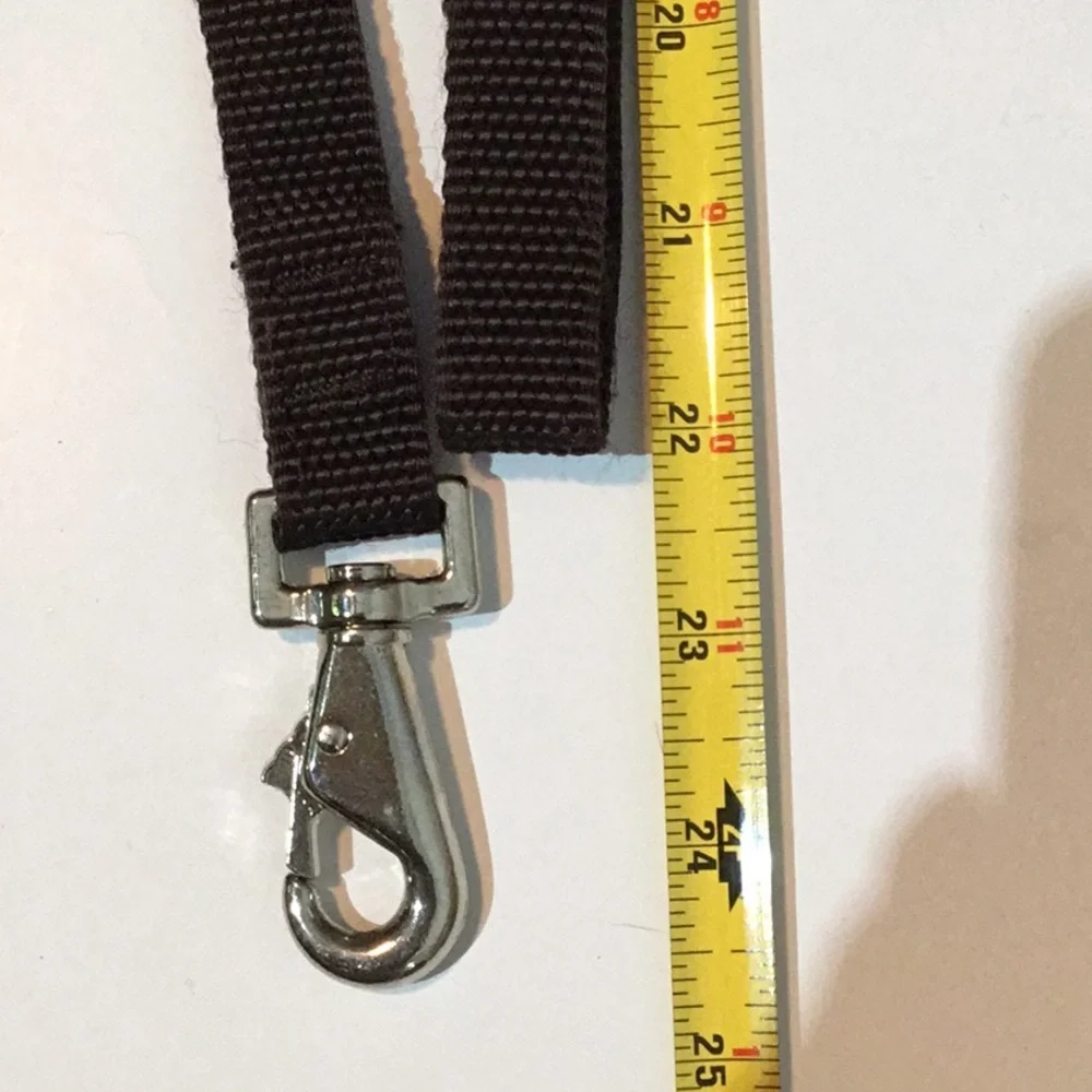 Slip collar & leash, sturdy nylon, brown color, 1” wide, metal hardware
